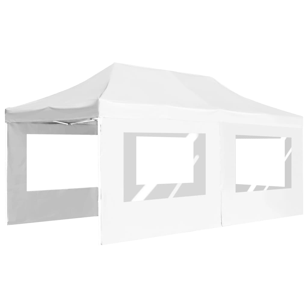 Folding party tent with walls, aluminum, 6x3 m, white