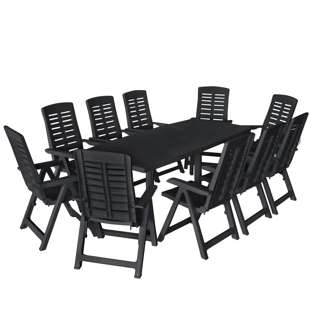 11-piece outdoor dining set plastic anthracite