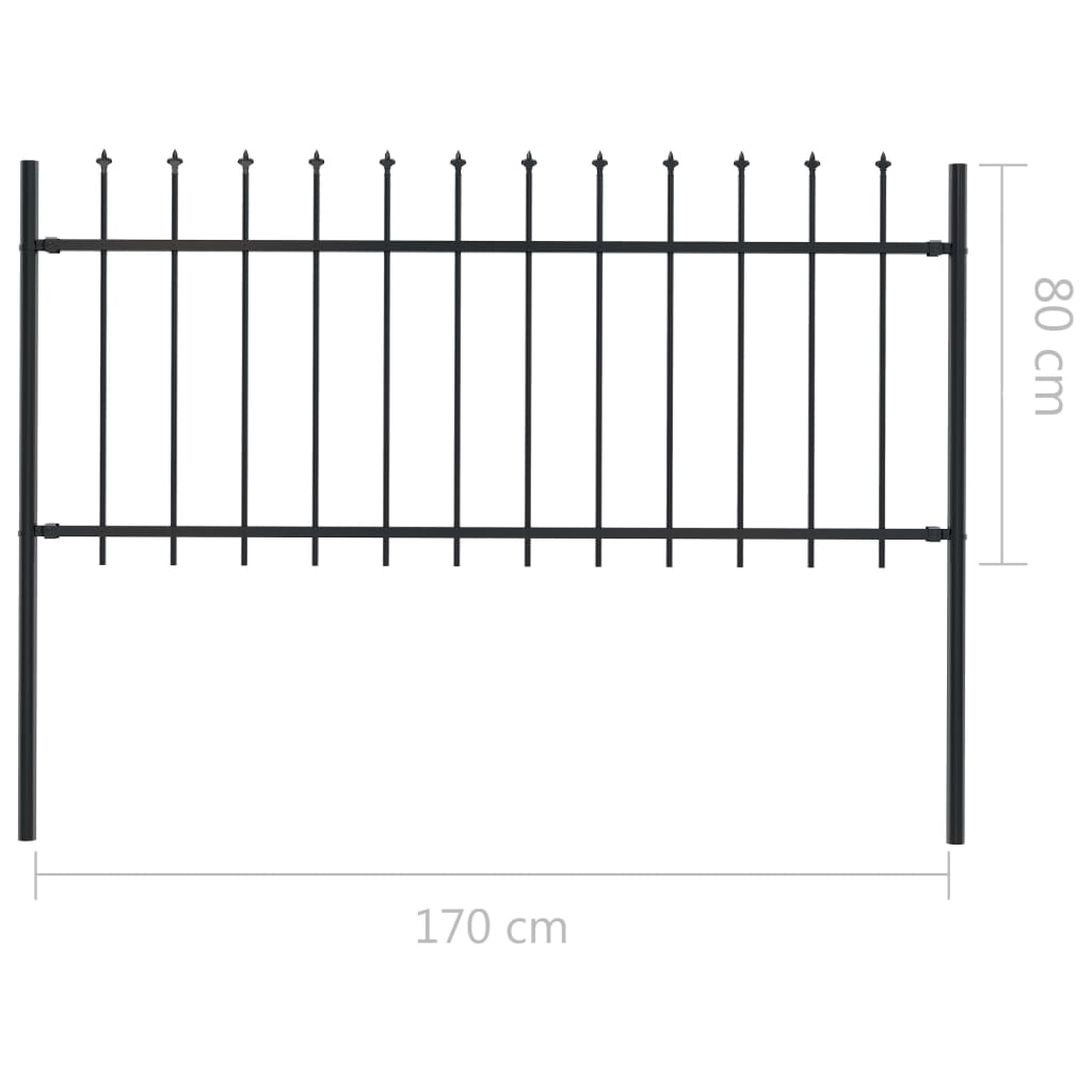 Puutarha-aita keihäskärjillä 1,7x0,8 m teräs musta