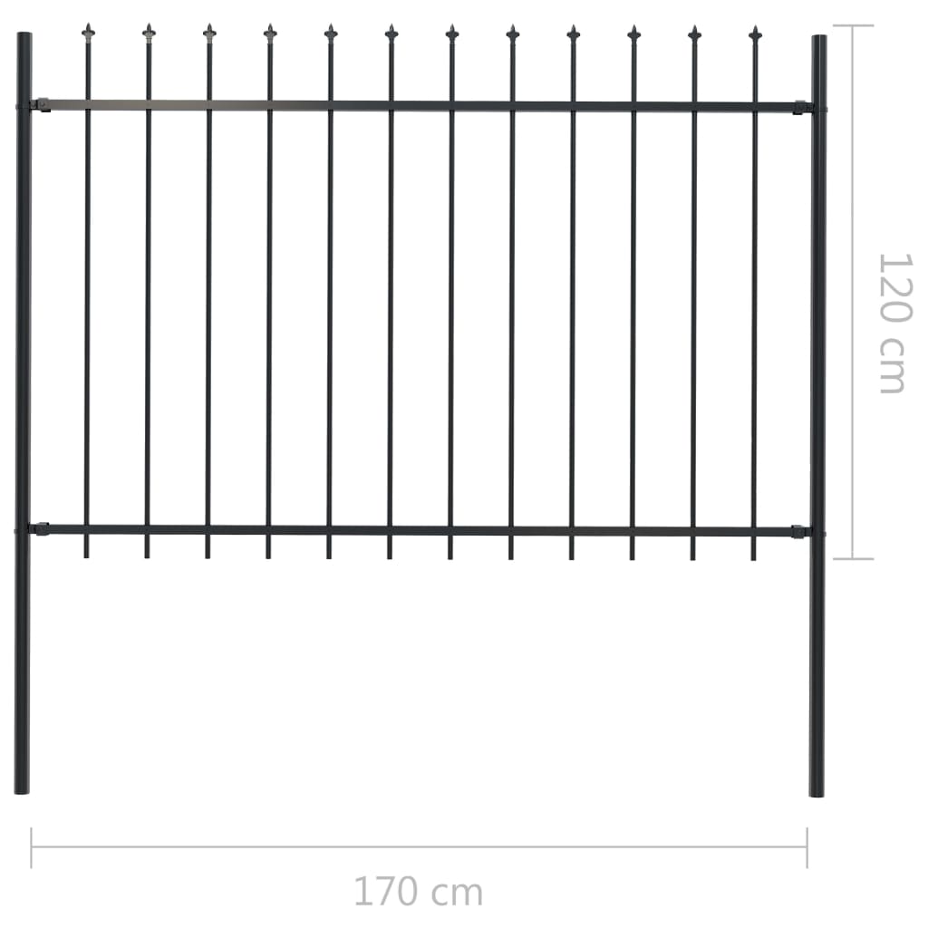 Puutarha-aita keihäskärjillä 1,7x1,2 m teräs musta