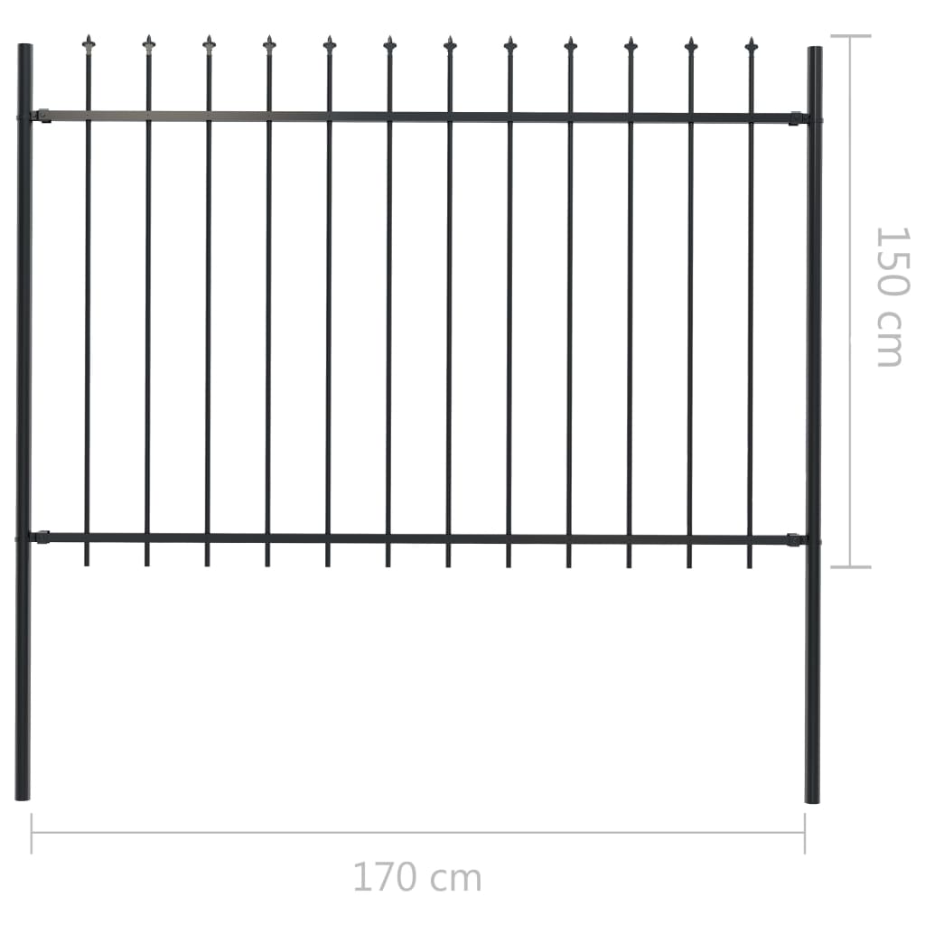 Puutarha-aita keihäskärjillä 1,7x1,5 m teräs musta