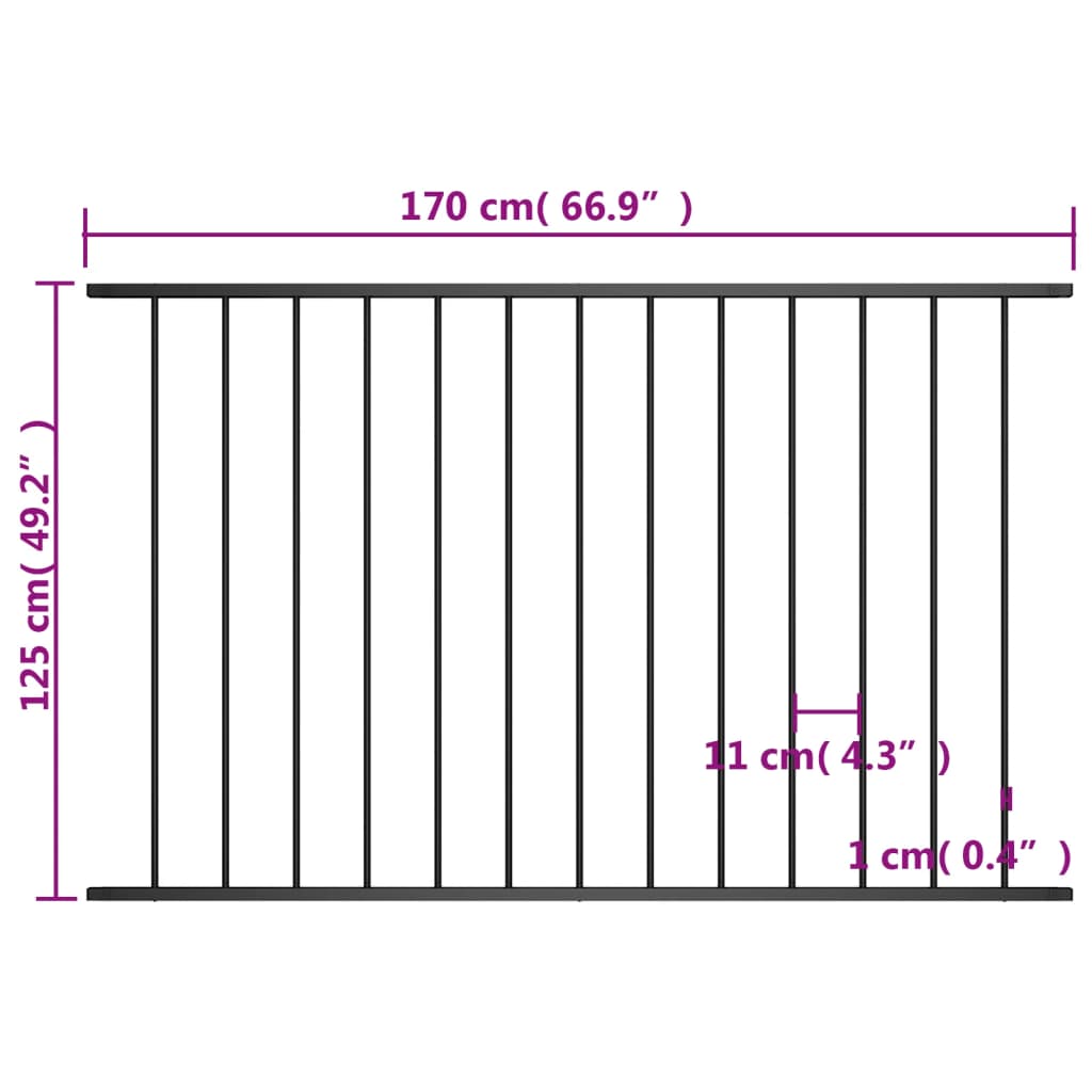 Aitapaneeli jauhemaalattu teräs 1,7x1,25 m musta