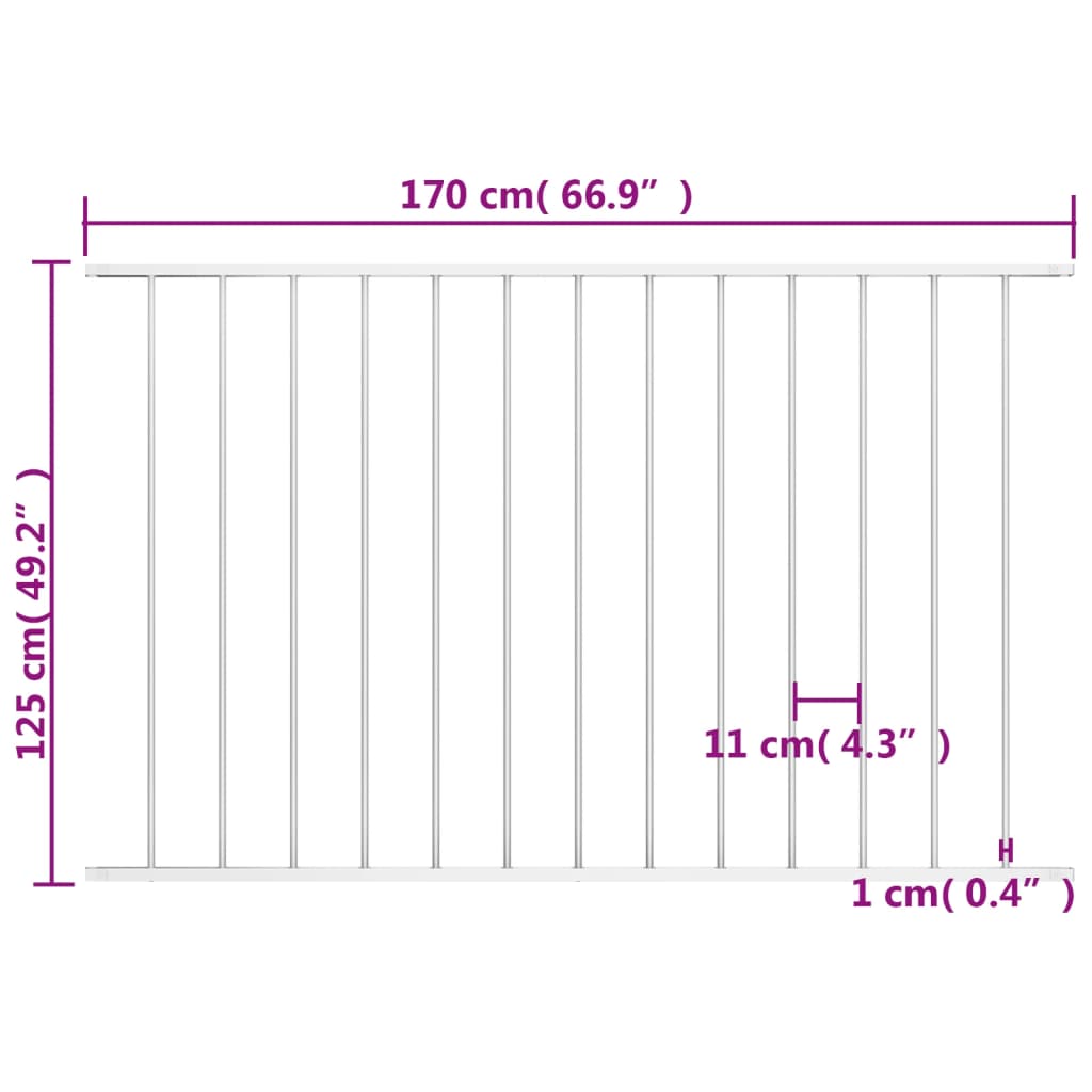 Aitapaneeli jauhemaalattu teräs 1,7x1,25 m valkoinen