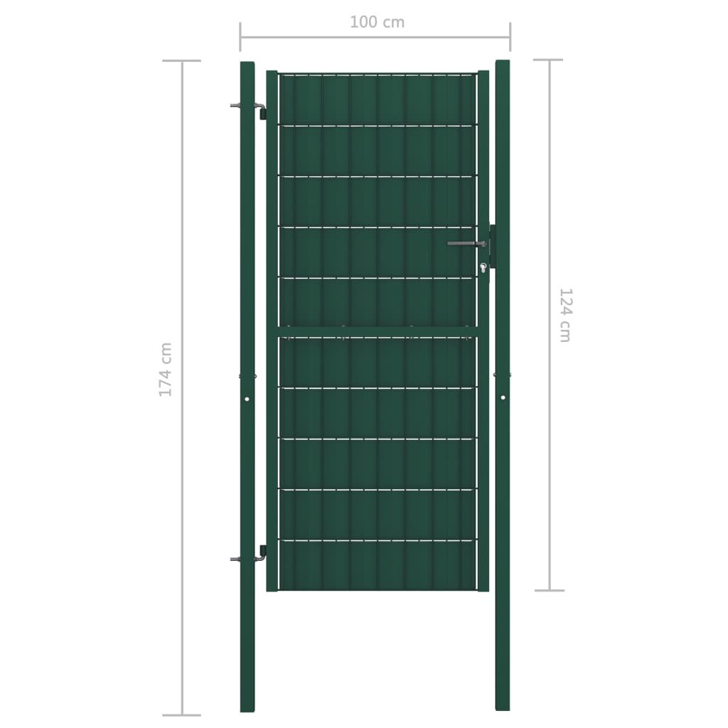 Pihaportti PVC ja teräs 100x124 cm vihreä