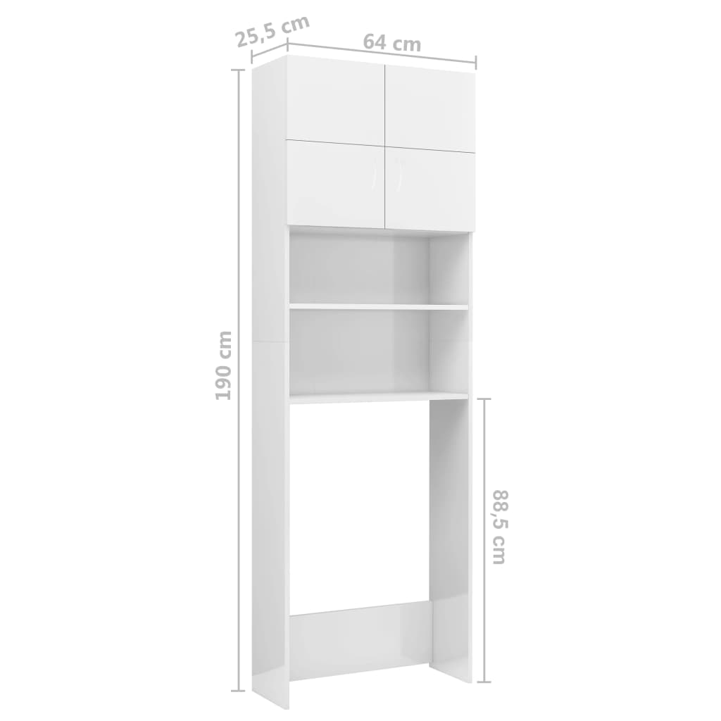 Pesukonekaappi valkoinen 64x25,5x190 cm tekninen puu