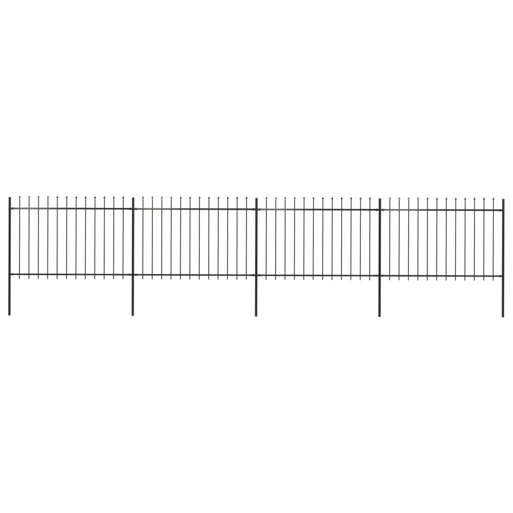 Puutarha-aita keihäänkärjillä 6,8x1,2 m teräs musta