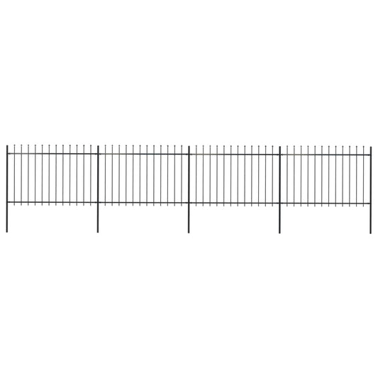 Puutarha-aita keihäänkärjillä 6,8x1,2 m teräs musta