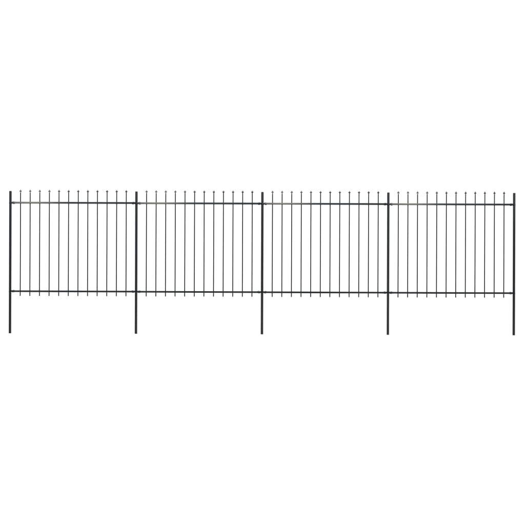 Puutarha-aita keihäänkärjillä 6,8x1,5 m teräs musta