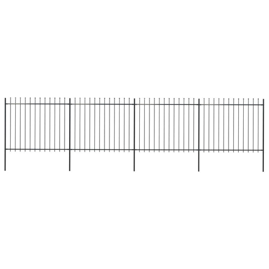 Puutarha-aita keihäänkärjillä 6,8x1,5 m teräs musta