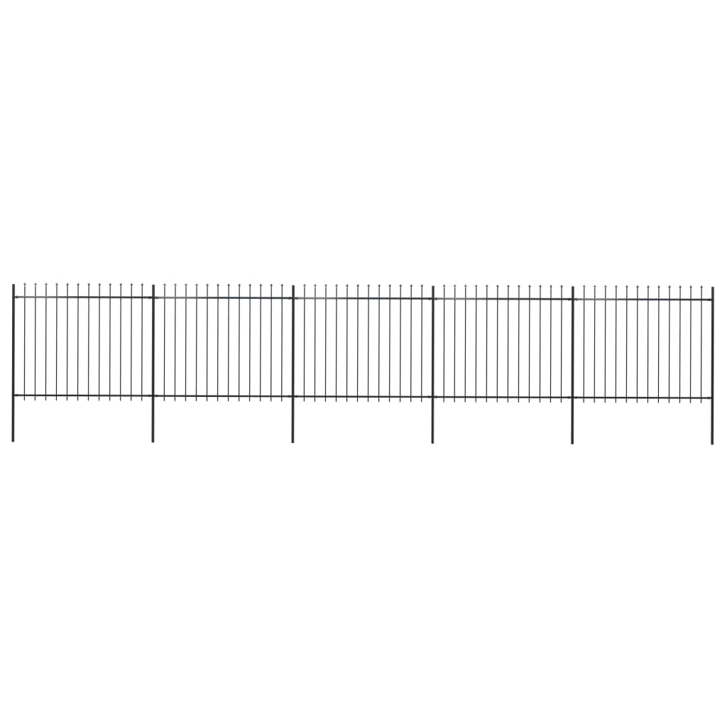 Puutarha-aita keihäänkärjillä 8,5x1,5 m teräs musta