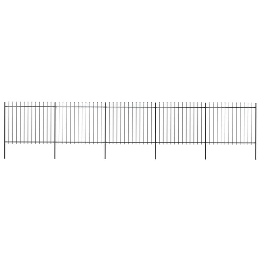 Puutarha-aita keihäänkärjillä 8,5x1,5 m teräs musta