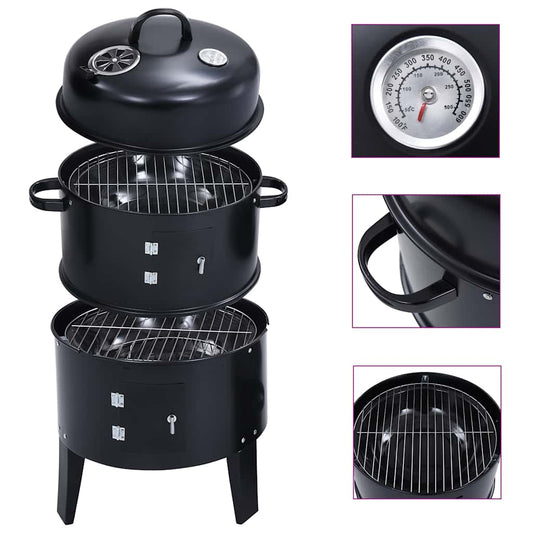 3-in-1 hiilisavustin BBQ-grilli 40x80 cm