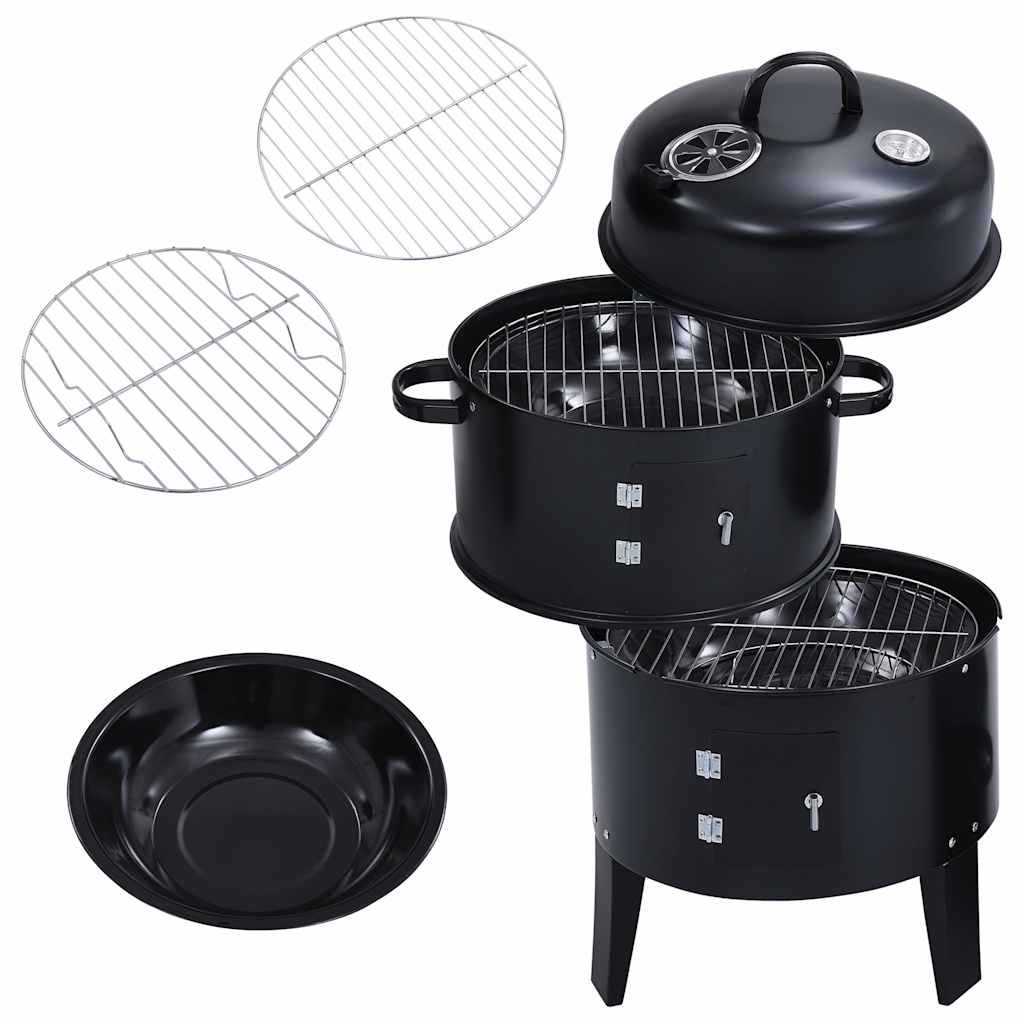 3-in-1 hiilisavustin BBQ-grilli 40x80 cm