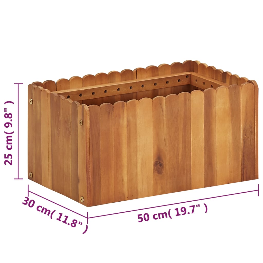 Puutarhan korotettu kukkalaatikko 50x30x25 cm täysi akaasiapuu