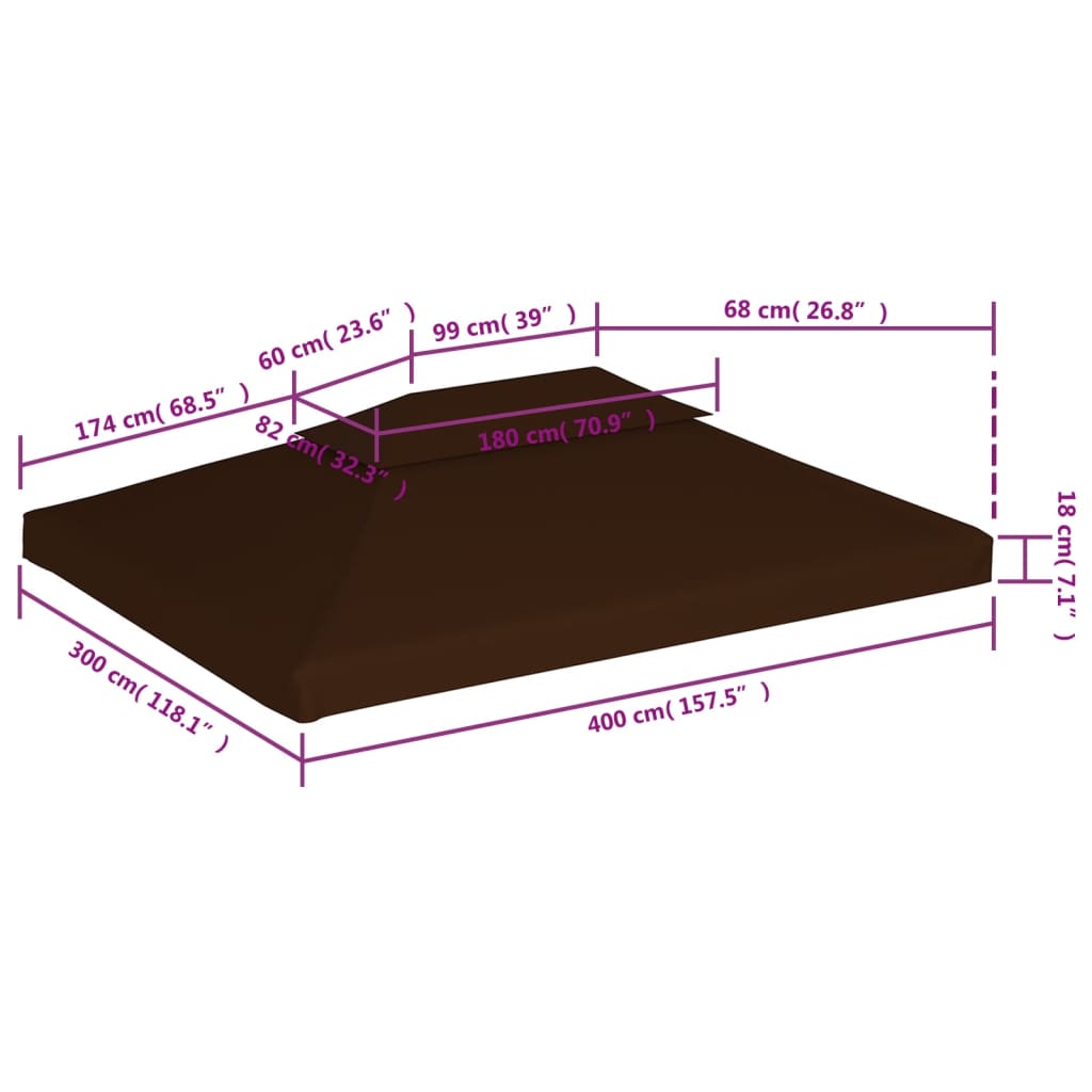 Huvimajan katto 2 kerrosta 310 g / m² 4x3 m ruskea