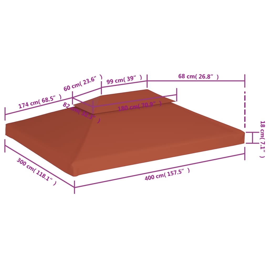 Huvimajan katto 2 kerrosta 310 g / m² 4x3 m terrakotta