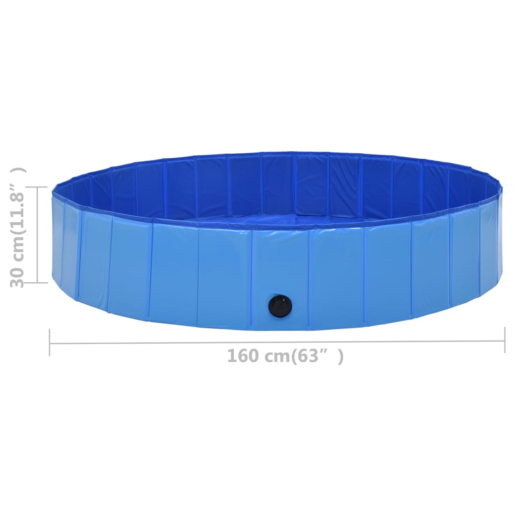 Kokoontaitettava koiran uima-allas sininen 160x30 cm PVC