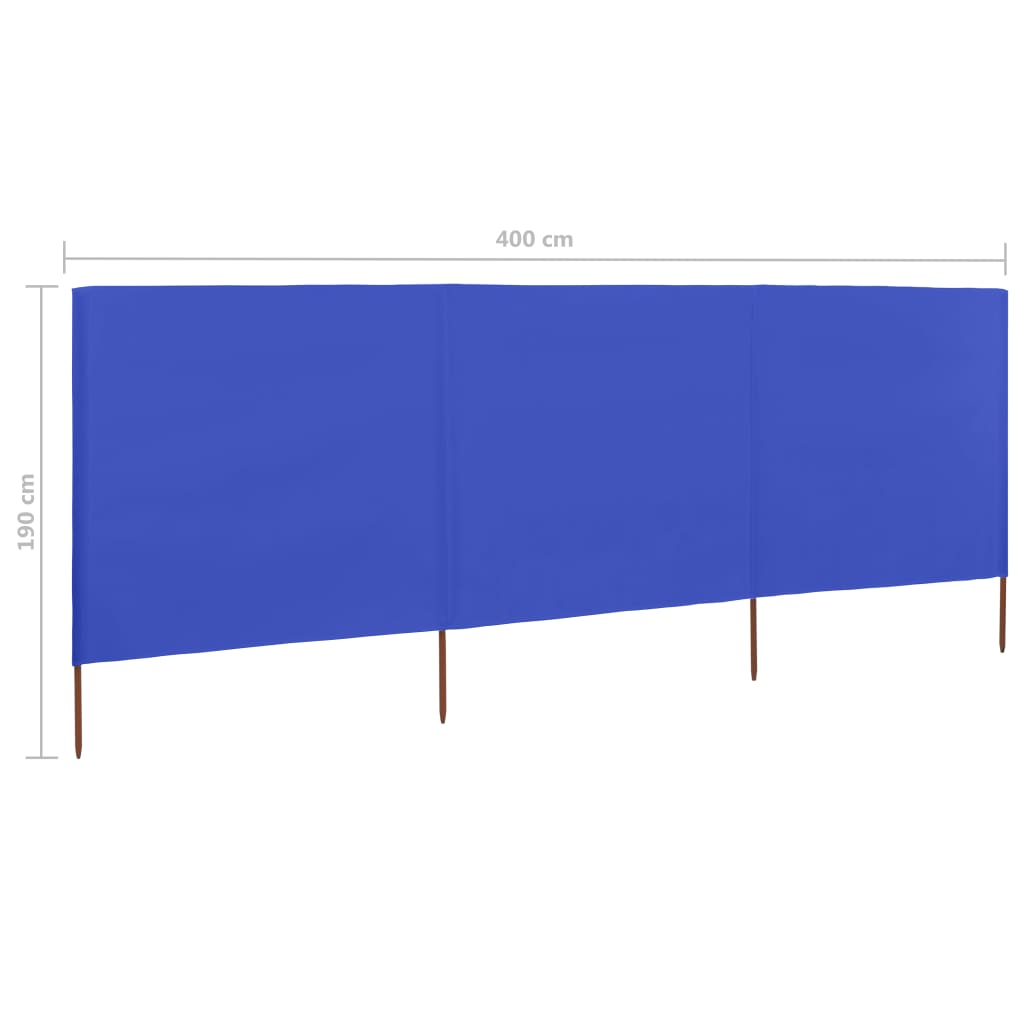 Tuulensuojakangas 3 paneelilla 400x160 cm taivaansininen