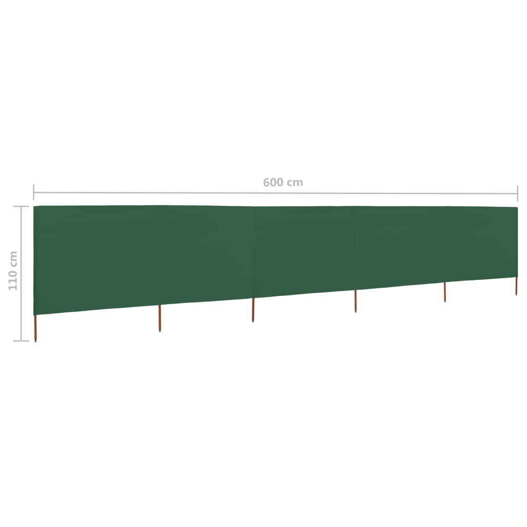 Tuulensuojakangas 5 paneelilla 600x80 cm vihreä