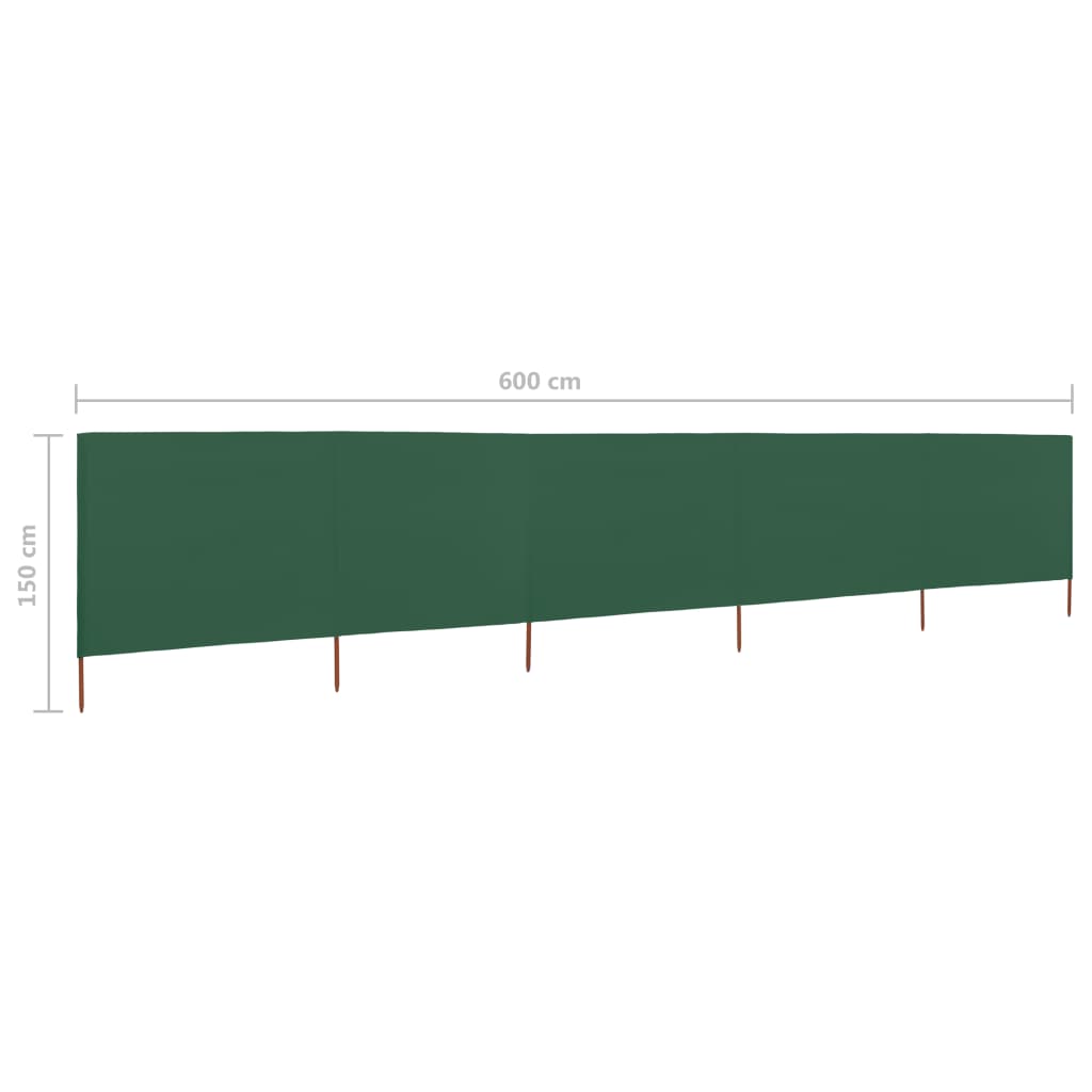 Tuulensuojakangas 5 paneelilla 600x120 cm vihreä