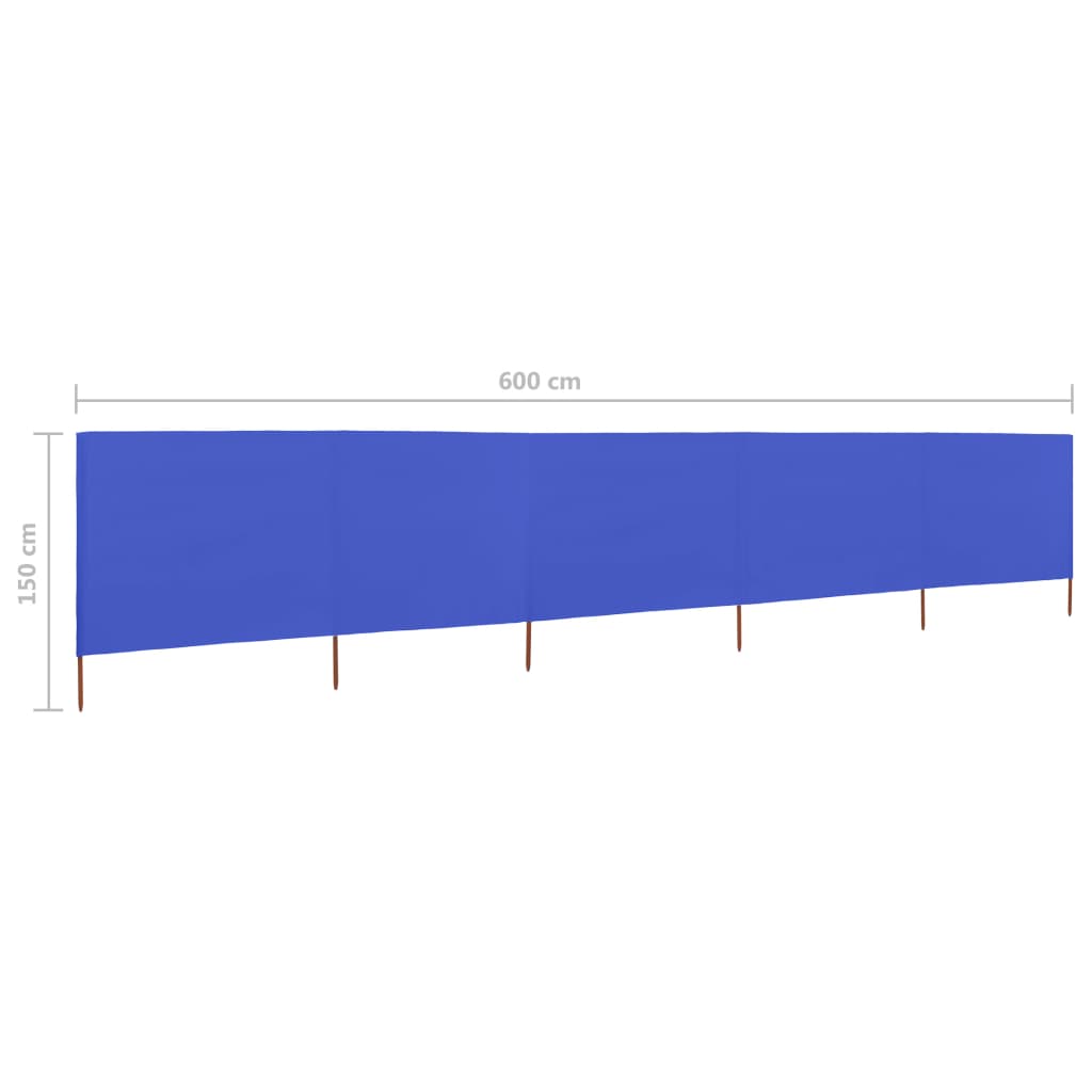 Tuulensuojakangas 5 paneelilla 600x120 cm taivaansininen