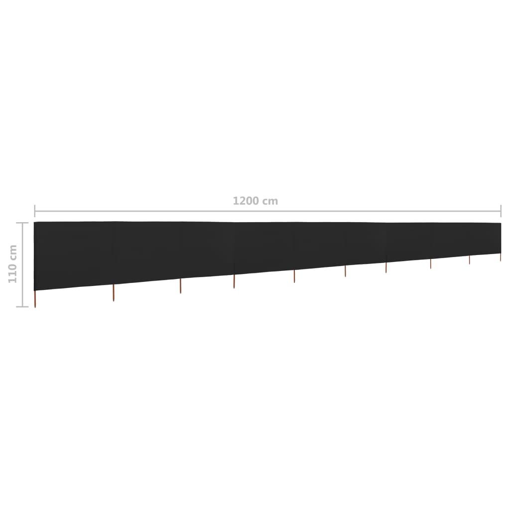 Tuulensuojakangas 9 paneelilla 1200x80 cm musta