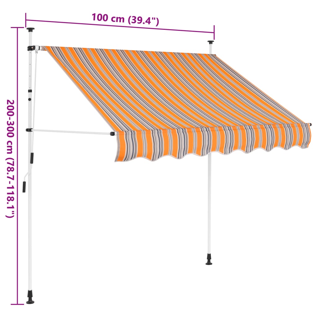 Sisäänkelattava markiisi 100 cm sinikeltaiset raidat