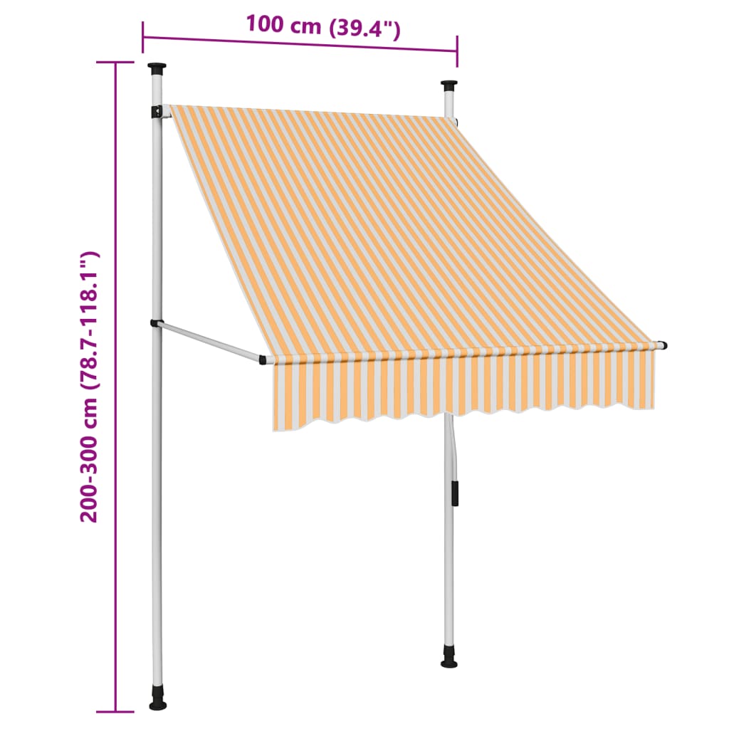 Sisäänkelattava markiisi 100 cm oranssivalkoiset raidat