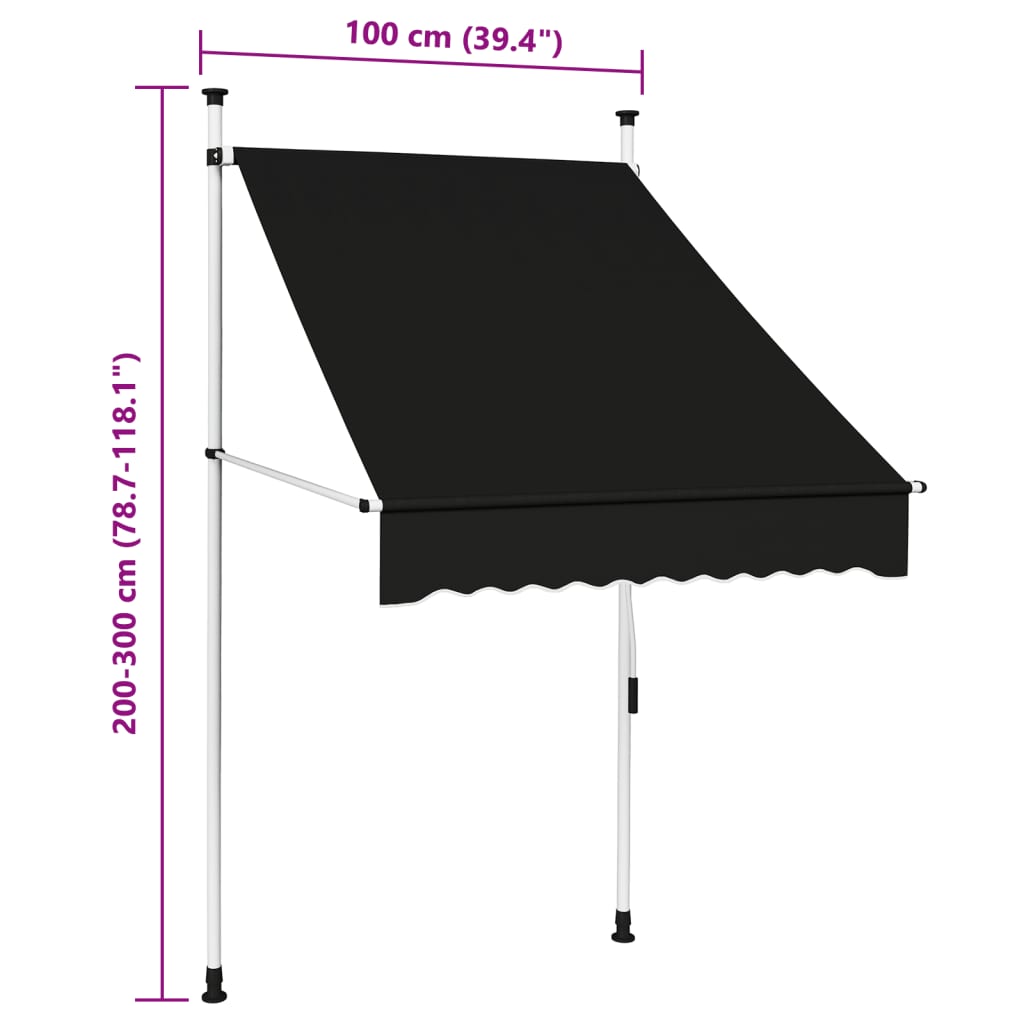 Sisäänkelattava markiisi 100 cm antrasiitti