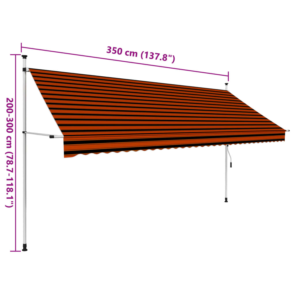 Sisäänkelattava markiisi 350 cm oranssi ja ruskea