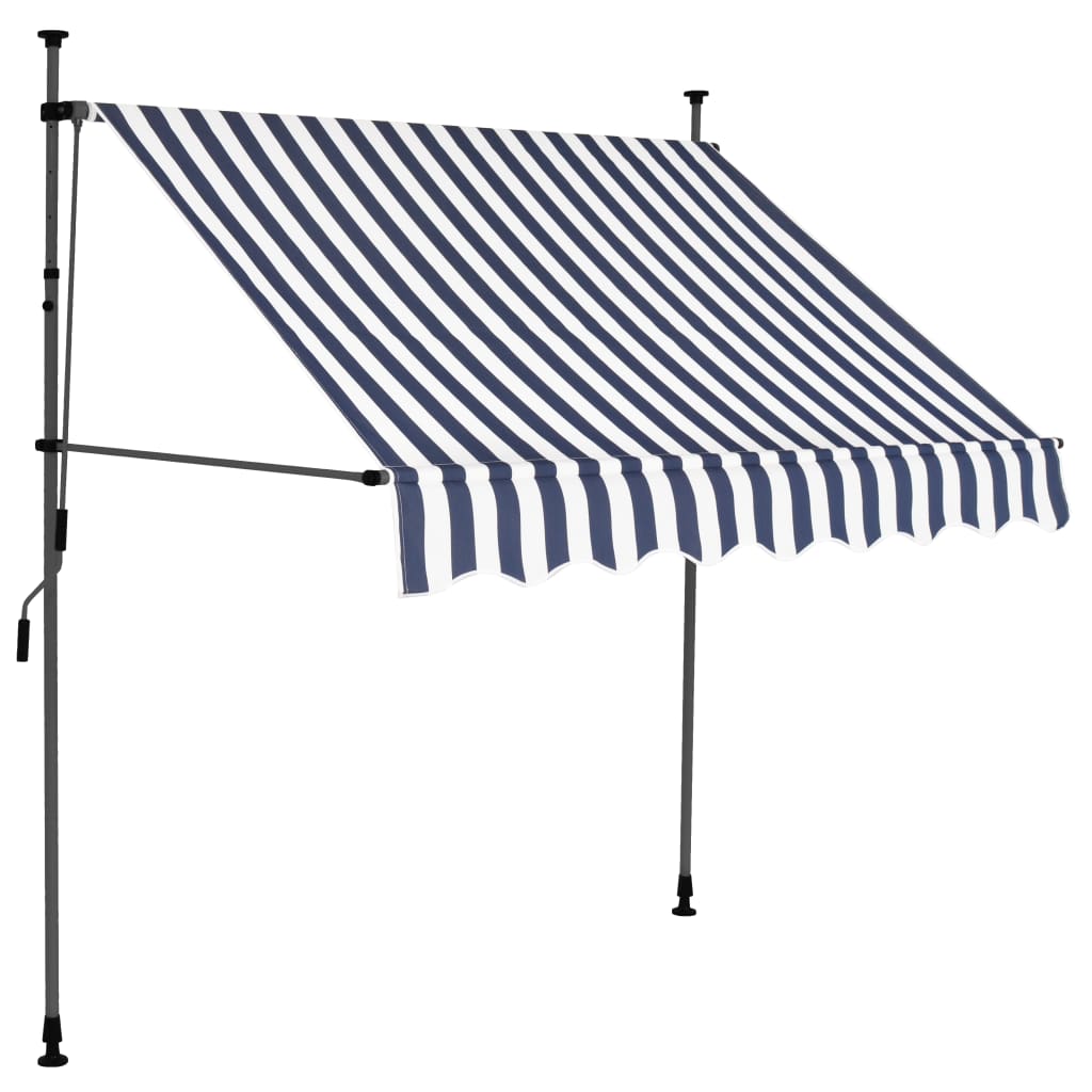 Retractable awning with LED lights 200 cm blue/white