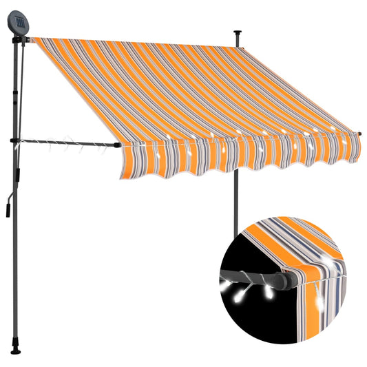 Retractable awning with LED lights 100 cm yellow/blue