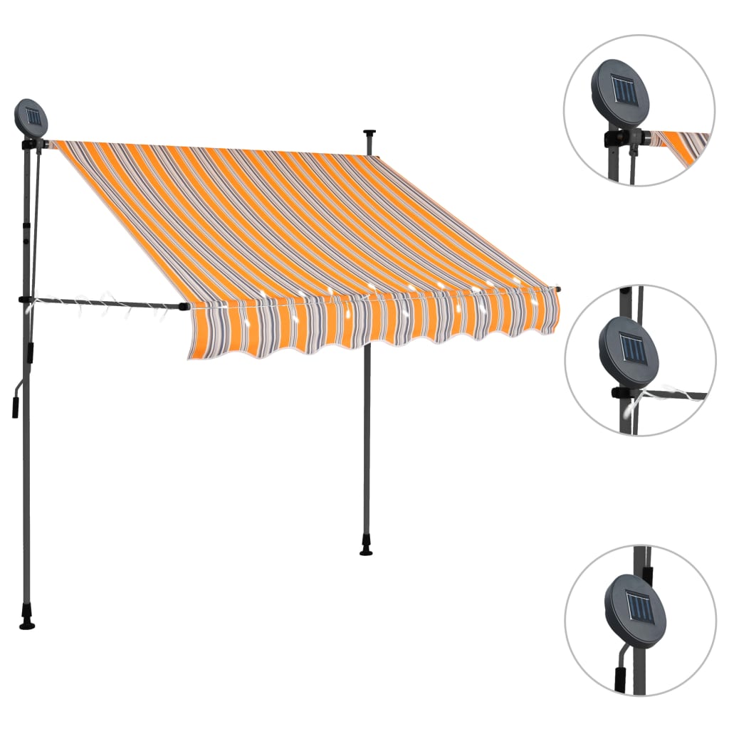 Retractable awning with LED lights 100 cm yellow/blue