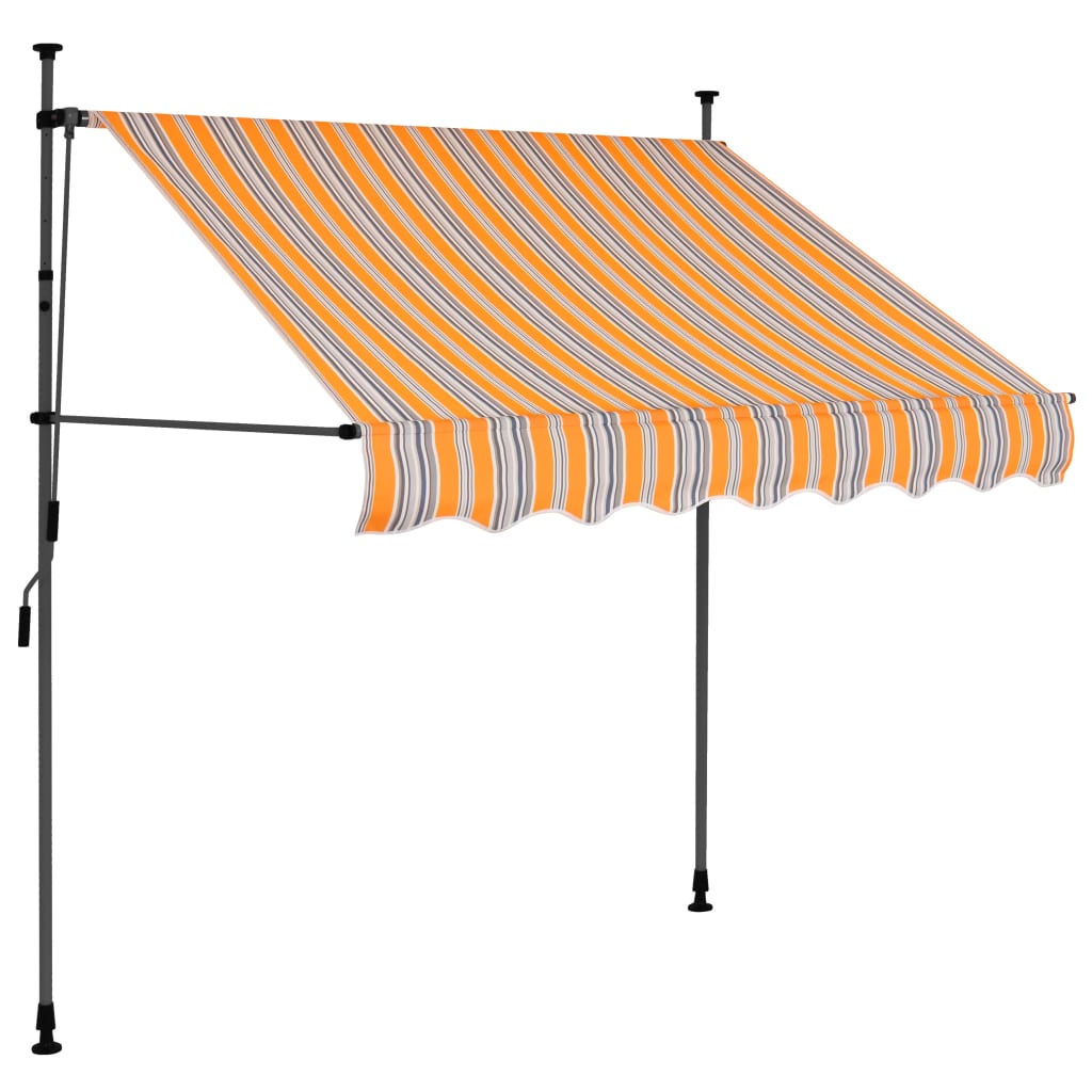 Retractable awning with LED lights 150 cm yellow/blue