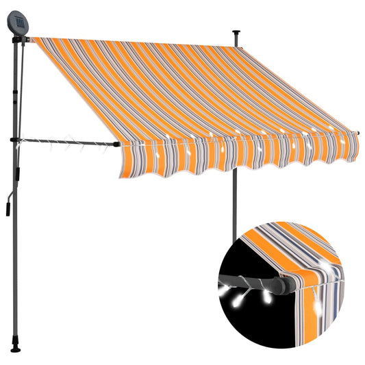 Retractable awning with LED lights 200 cm yellow/blue