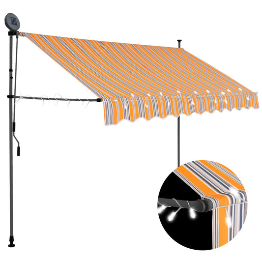 Retractable awning with LED lights 250 cm yellow/blue