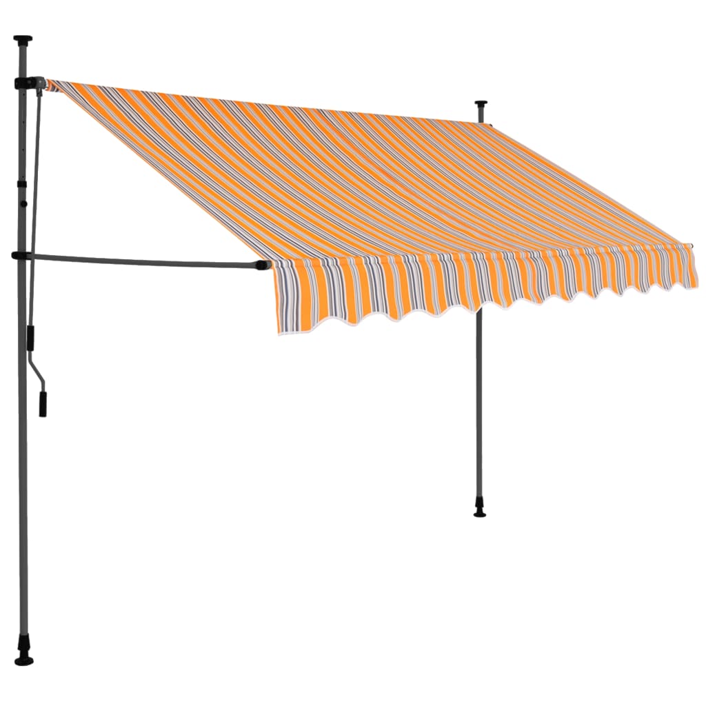 Retractable awning with LED lights 250 cm yellow/blue