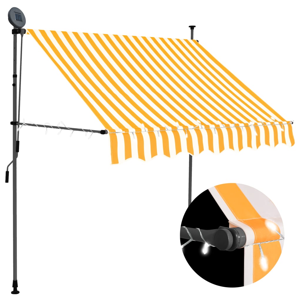 Retractable awning with LED lights 100 cm white/orange