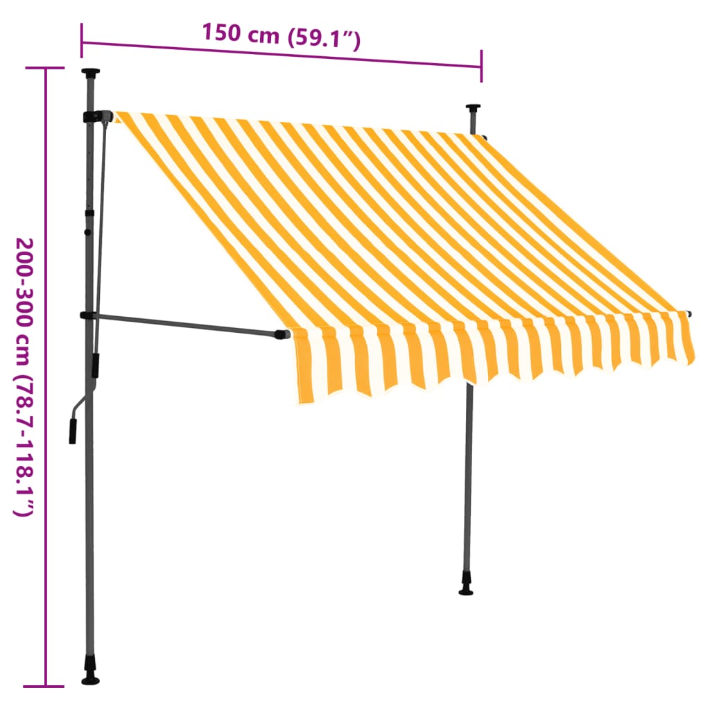 Retractable awning with LED lights 150 cm white/orange