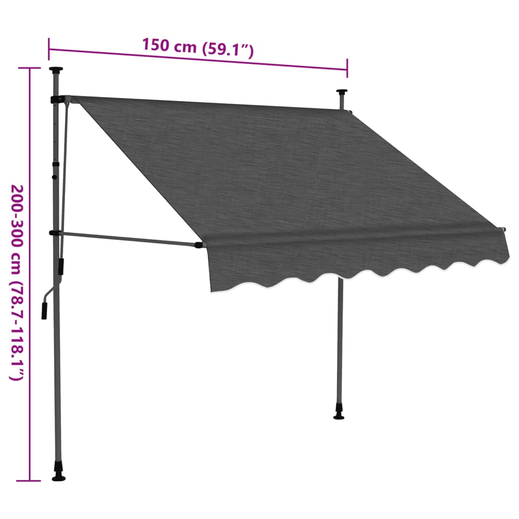 Retractable awning with LED lights 150 cm anthracite