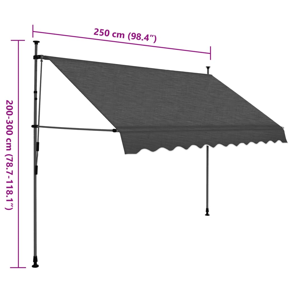 Retractable awning with LED lights 250 cm anthracite