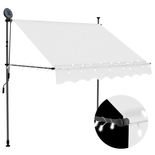 Retractable awning with LED lights 150 cm cream