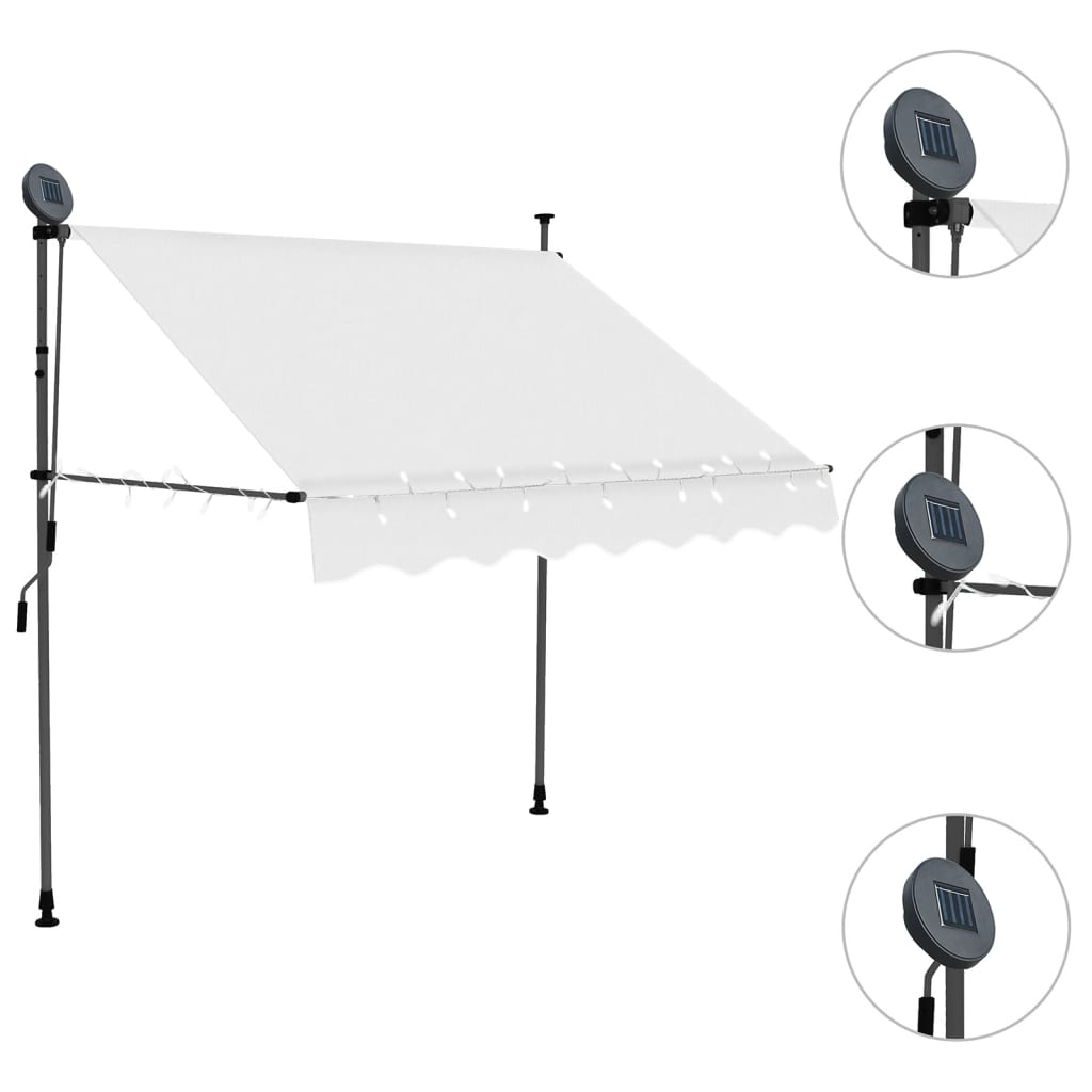 Retractable awning with LED lights 150 cm cream