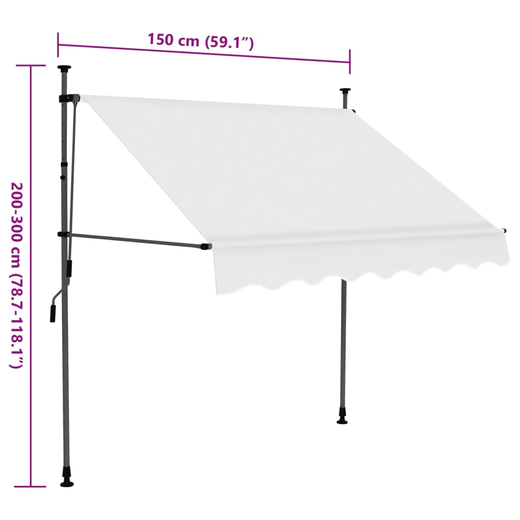 Retractable awning with LED lights 150 cm cream