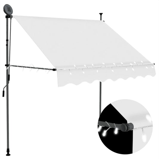 Retractable awning with LED lights 200 cm cream