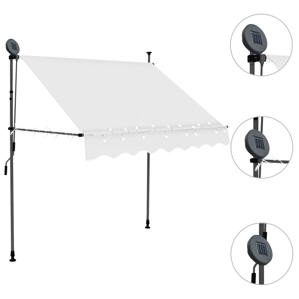 Retractable awning with LED lights 200 cm cream