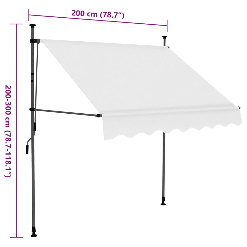 Retractable awning with LED lights 200 cm cream