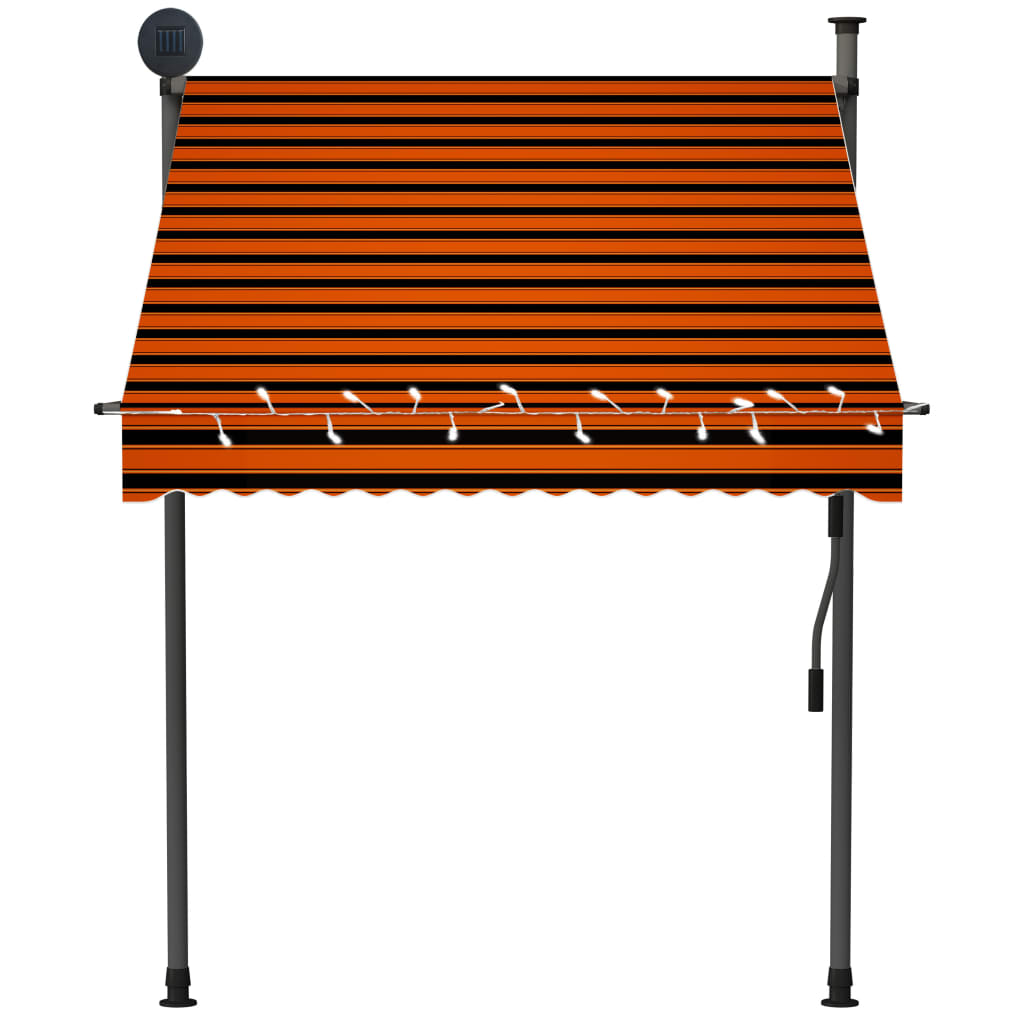 Retractable awning with LED lights 150 cm orange and brown