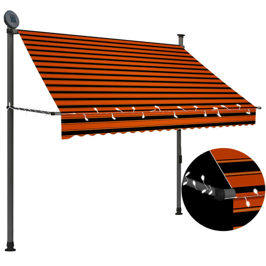 Retractable awning with LED lights 200 cm orange and brown