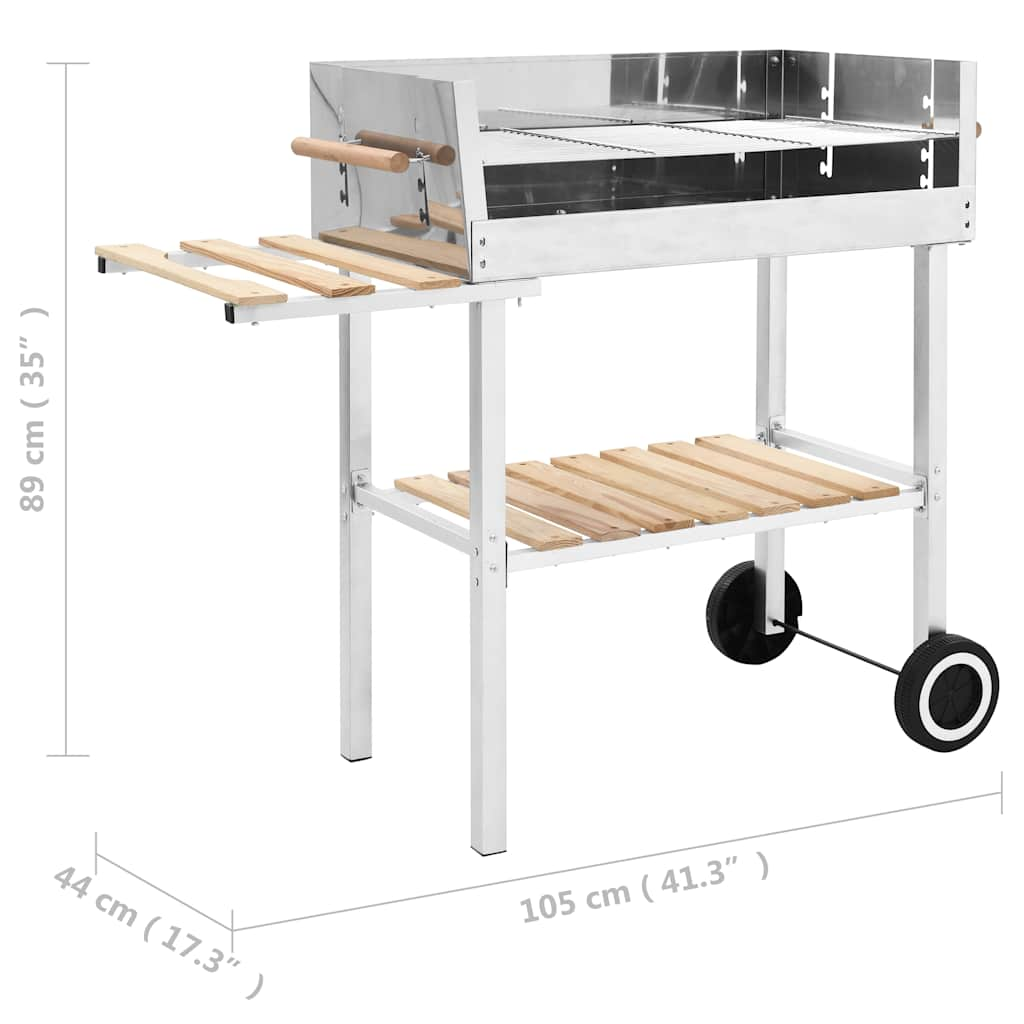 XXL BBQ-vaunuhiiligrilli ruostumaton teräs 2 hyllyllä